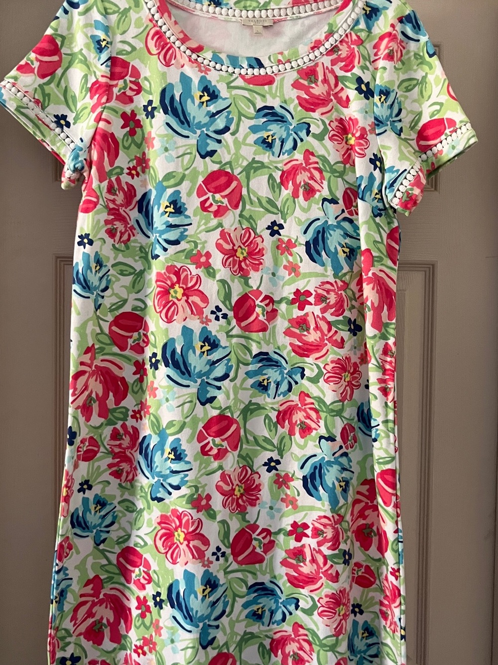 Talbots Floral Round-Neck Dress in Pink, Blue & Green size Large
